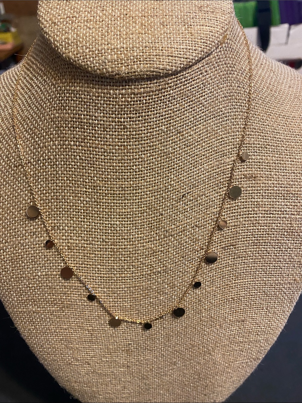 Gold Disc Station Necklace - Women Jewelry